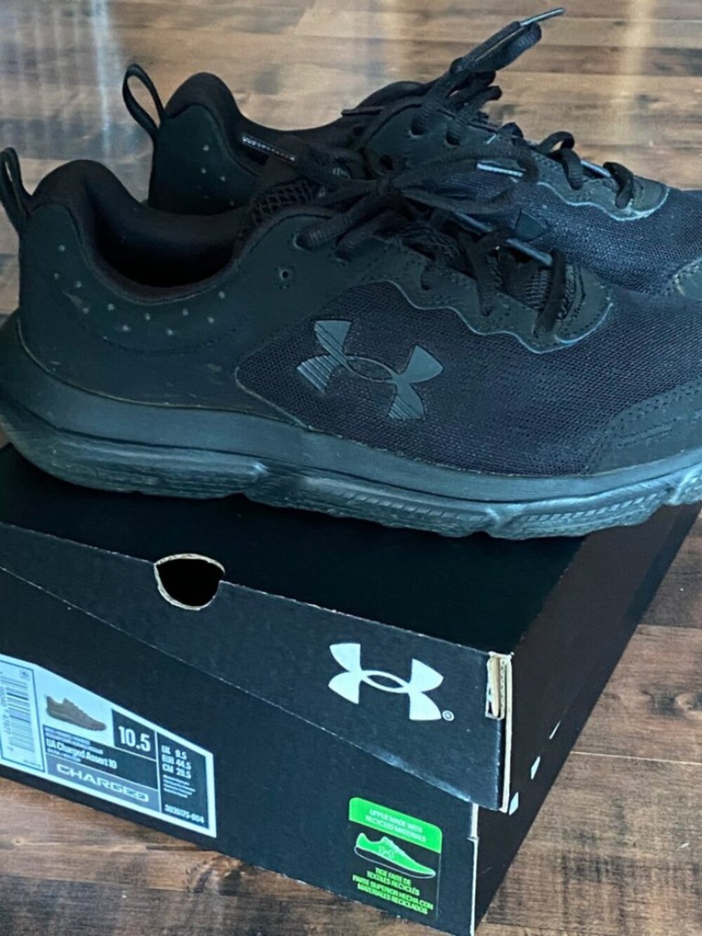 Under Armour Charged Assert 10 Shoes Mens 10.5 Black Running Sneaker 3026175-004